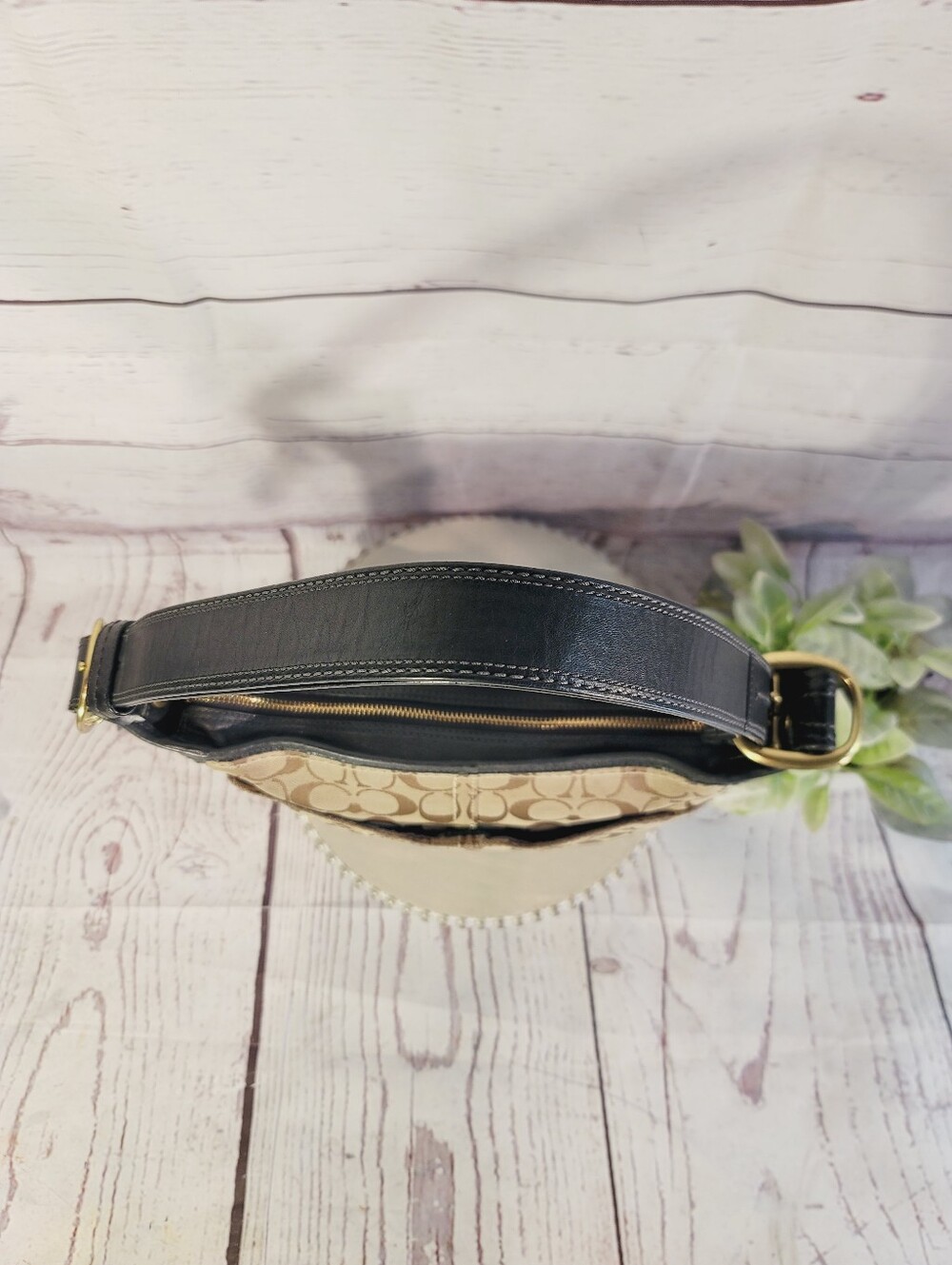 Vintage Y2K Coach Signature Canvas Hobo Crossbody-Shoulder Bag Brown Tan 12594 - Picture 10 of 16